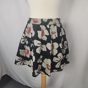 GAP Floral Mini Skater Skirt SzM Black Cotton Romantic Academia Coquette Artsy